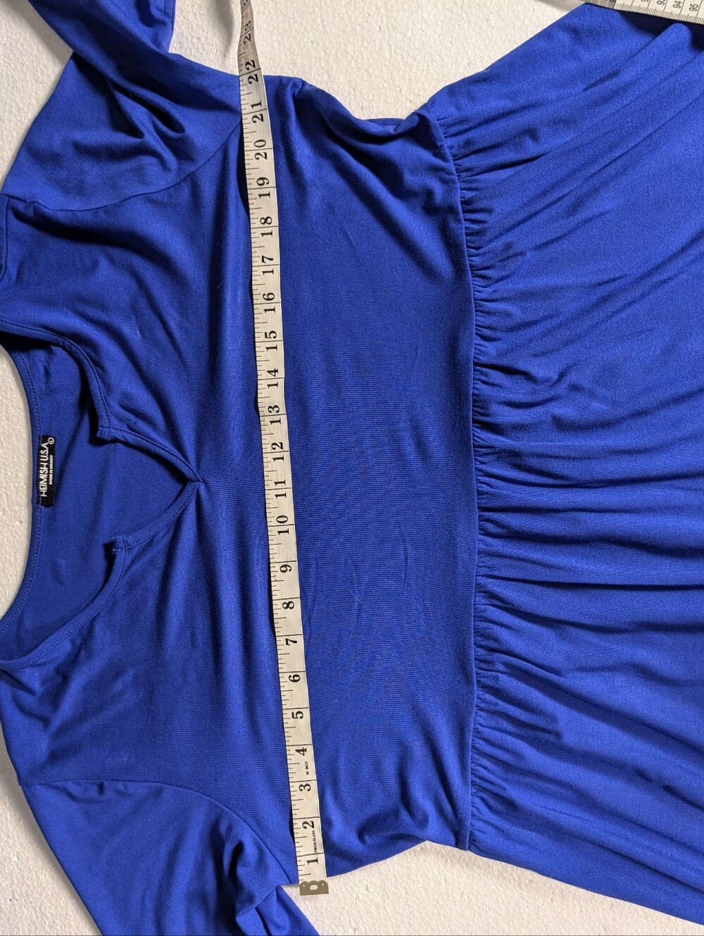 Heimish USA Royal Blue Ruffle Hem Babydoll Tunic Top Large A-227 - Picture 10 of 11